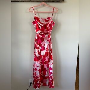 Floral Pink Satin Dress